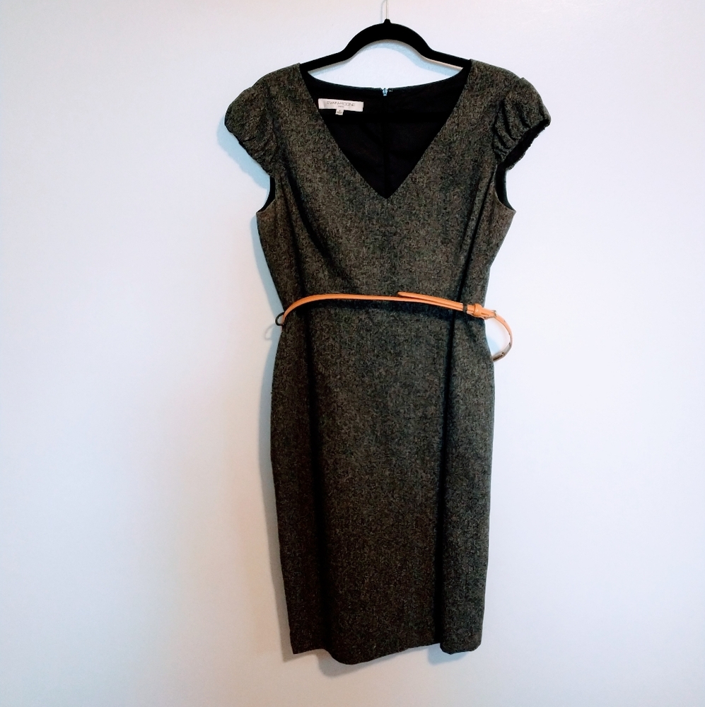 Evan Picone grey pencil shift dress, perfect professional dress with matching be